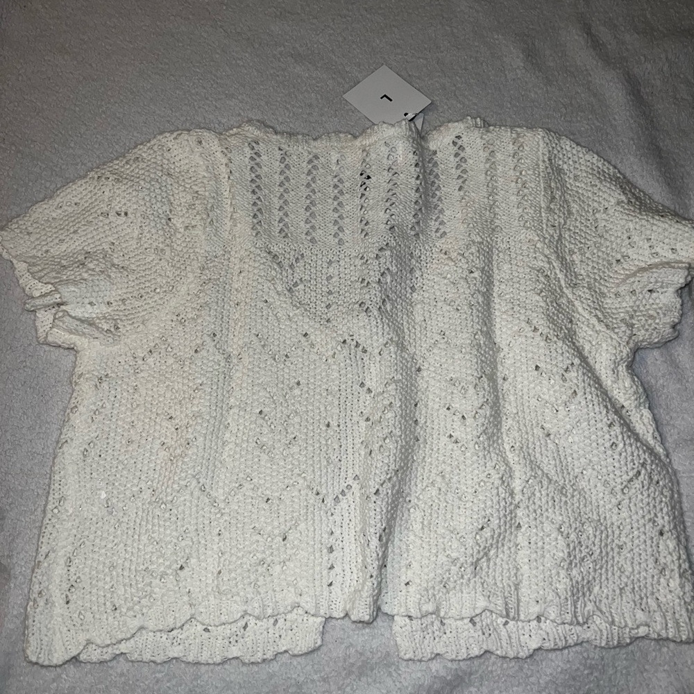White Crochet Tie-Front Top - Picture 3 of 3